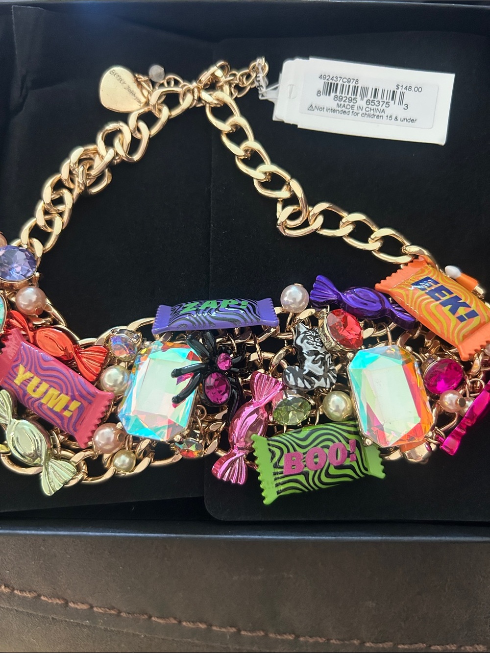 Betsey Johnson Gold-Tone Multicolor Candy Charm Necklace - Picture 2 of 5